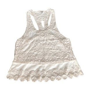 Umgee Racer Back Crochet & Lace Tank Top, Size M/L